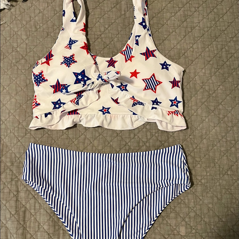 Zaful American flag bikini set